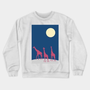 Giraffes walking in the savanna by night Crewneck Sweatshirt